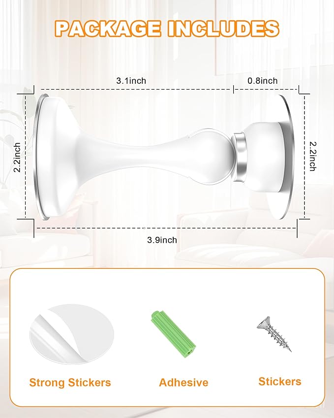 Crosize Magnetic Door Stoppers 6 Pack, Stainless Steel Door Stops - Image 5