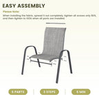 UDPATIO Patio Chairs Set of 6, Stackable Outdoor Dining Chairs for All Weather, Outdoor Furniture with Breathable Textilene Fabric, 350LBS Capacity, for Garden, Backyard, Deck (Light Grey) - Image 8