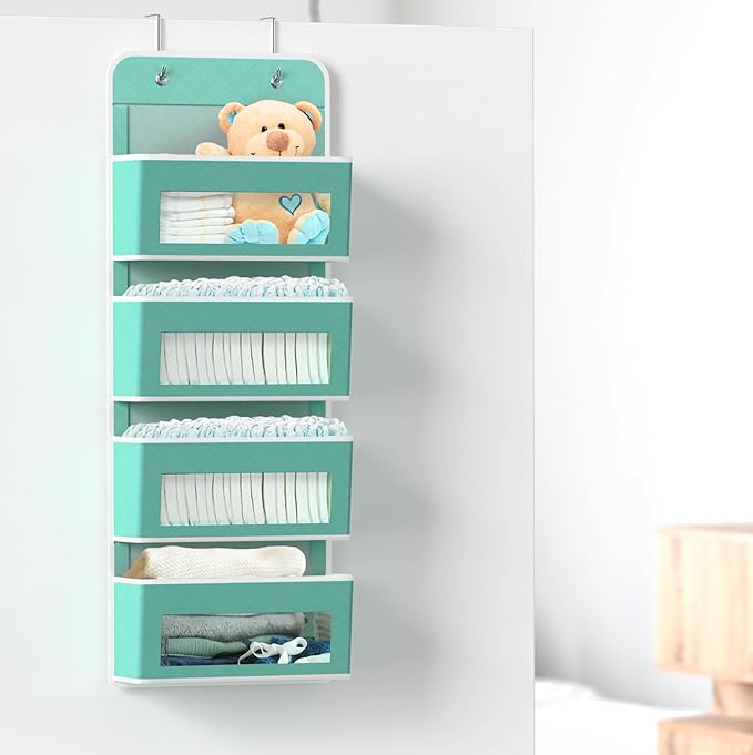Simple Houseware 4 Clear Window Pocket Over Closet Door Storage Hanging - Image 4