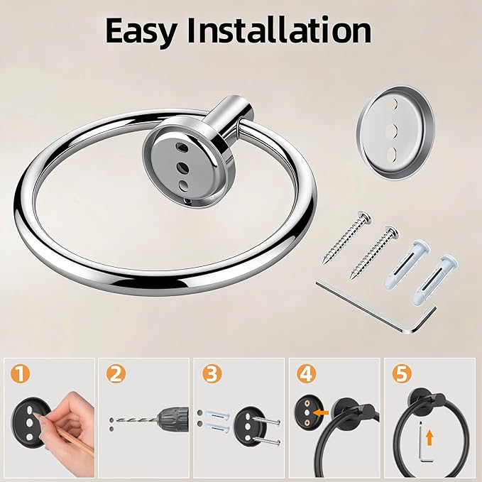 Towel Ring 2Pack, SUS304 Stainless Steel Hand Towel Holder - Image 7