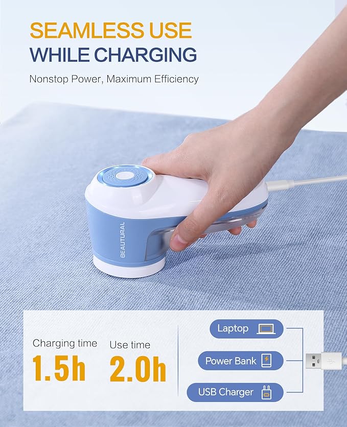BEAUTURAL Fabric Shaver, Rechargeable Lint Remover - Image 4
