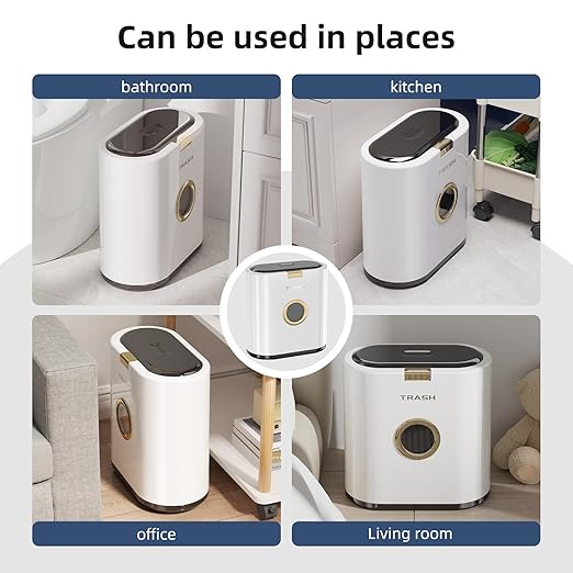 Bathroom Small Trash can with lid, 3.4 gallon/13 Liter Ultra-Thin Plastic Trash - Image 5