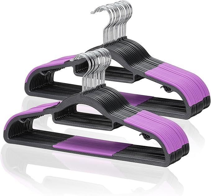 Pack of 30 Coat Hangers, Space-Saving Plastic Clothes Hangers, 0.2 Inches Slim by TonswachicHangersSpaceSaver