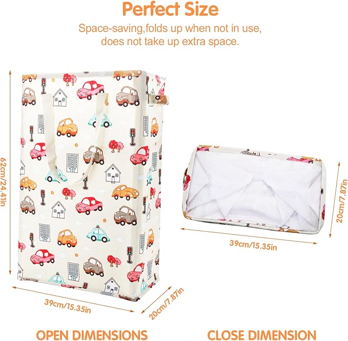 Odonata Slim Laundry Hamper Handles Collapsible Laundry Basket Thin Dirty - Image 2