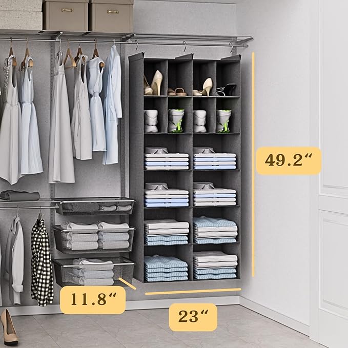 Ofiray-home 6 Tier Hanging Closet Organizer, 16 Compartments Sweater Organizer - Image 3