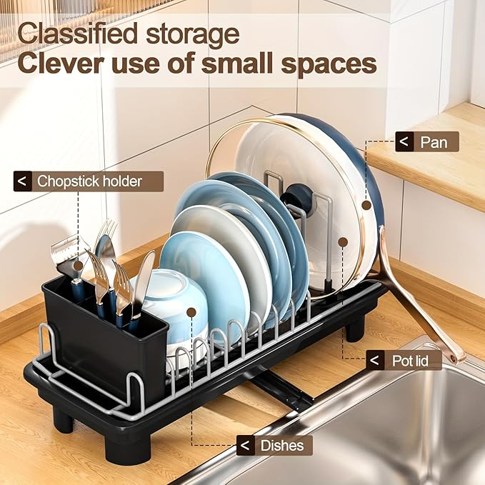 Compact Dish Drying Rack for Countertop, Small-Sized for Dorms, RVs & Tiny - Image 4