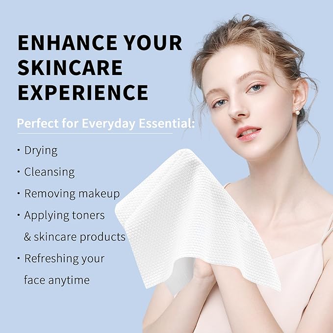 Disposable Face Towels, Ultra Soft Biodegradable Dry Wipes, Makeup Remover - Image 5