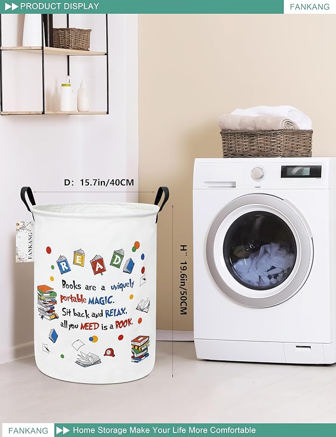 FANKANG Storage Basket, Nursery Hamper Canvas Laundry Basket Foldable - Image 2