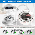 Upgraded 3-in-1 Kitchen Sink Drain Strainer, Stainless Steel Pop Up Kitchen - Image 3