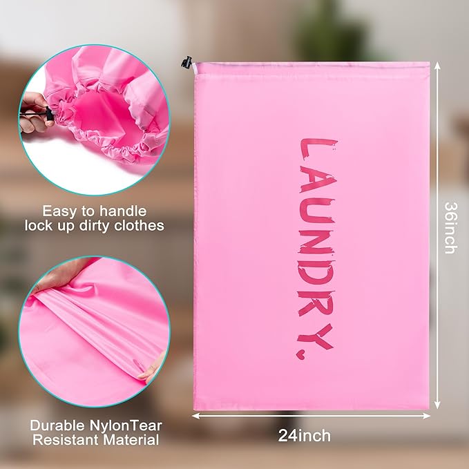 4 Pack XL Travel Laundry Bag, Machine Washable Dirty Clothes Organizer - Image 3