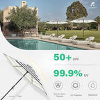 JEAREY 7.5FT Patio Umbrella Outdoor Market Umbrella with 6 Sturdy Ribs, Push Button Tilt/Crank Table Umbrella for Garden, Deck, Backyard and Pool, Beige & Black Stripe - Image 5
