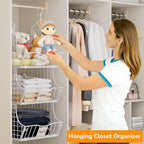 Hanging Closet Organizers and Storage, 2 Tier Closet Shelf Clothes Organizer - Image 3