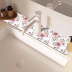Pink Rose Floral Kitchen Sink Splash Guard Mat Absorbent Fast Drying Mat Faucet - Image 2