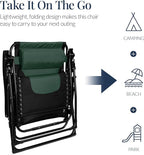 Best Choice Products Oversized Padded Zero Gravity Chair, Folding Outdoor Patio Recliner, XL Anti Gravity Lounger for Backyard w/Headrest, Cup Holder, Side Tray, Polyester Mesh - Forest Green - Image 7