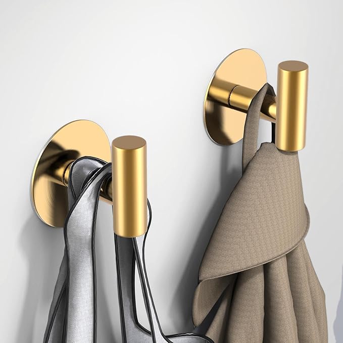 Gold Stainless Steel Wall Hooks, Heavy Duty Self-Adhesive Hooks - Image 2