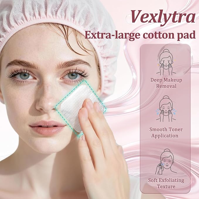 Large Soft Cotton Pads for Face- Lint-Free, Pressed Seam Design, Gentle on - Image 3