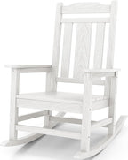 SERWALL Oversized Rocking Chair Outdoor, HDPE Outdoor Rocking Chair, White by SERWALL