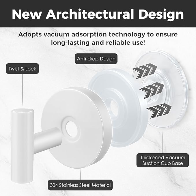 Shower Hooks for Inside Shower, No-Drill Removable&Reusable Towel Hooks for - Image 2