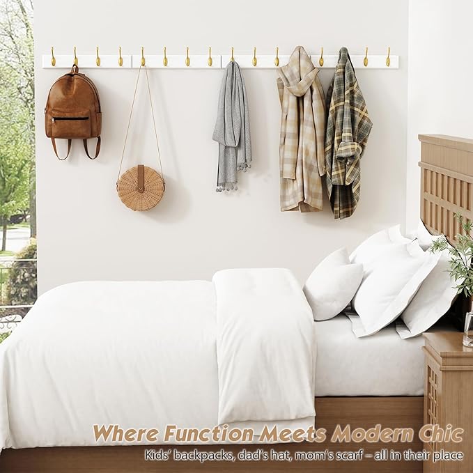Forbena Gold Coat Rack Wall Mount, Decorative Coat Hooks - Image 6
