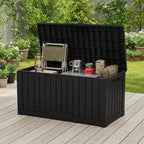 NEWBULIG 60 Gallon Deck Box, Waterproof Outdoor Storage Box with Lockable Lid, Patio Furniture Bench & Side Table, Outside Storage Container, Tool-Free Assembly, for Garden, Pool, Black - Image 7