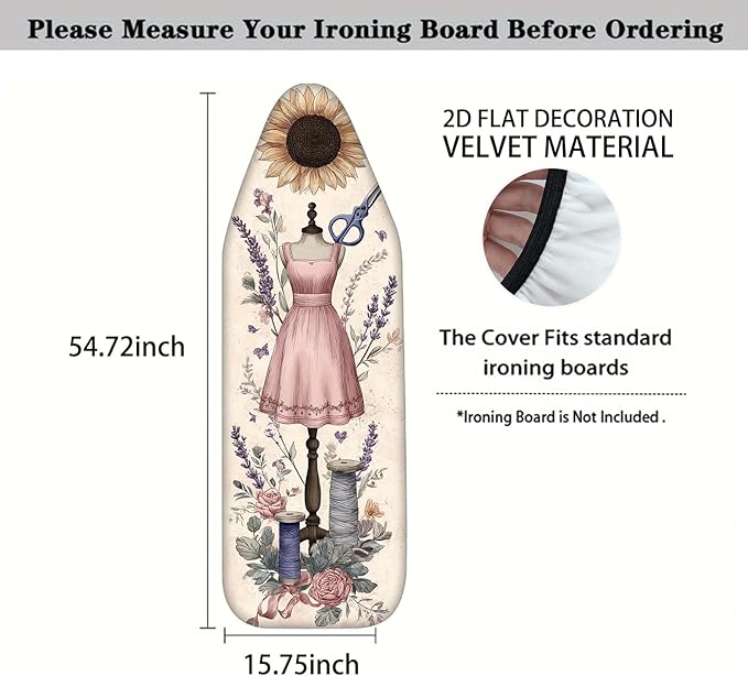 Nuxovilar Sunflower & Sewing Mannequin Pattern Ironing Board Cover, 15×54 inch - Image 4