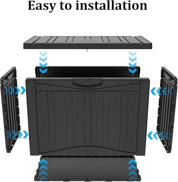 TARKARI 50 Gallon Lockable Resin Deck Box, Waterproof & UV-Resistant Outdoor Storage Box for Outdoor Cushion Storage, Garden Tools & Pool Accessories Storage, Black - Image 7