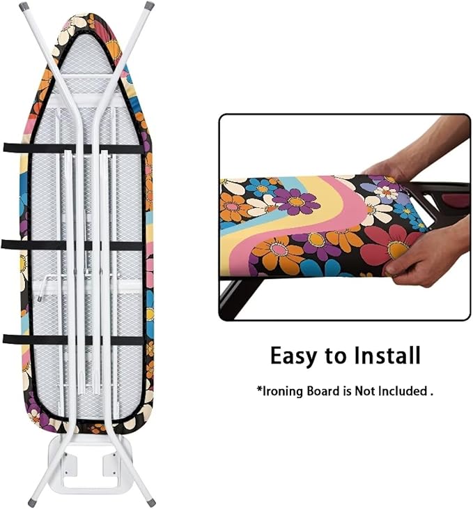 Daisy Stripe Printed Ironing Board Cover, Lightweight Breathable Ironing Board - Image 4