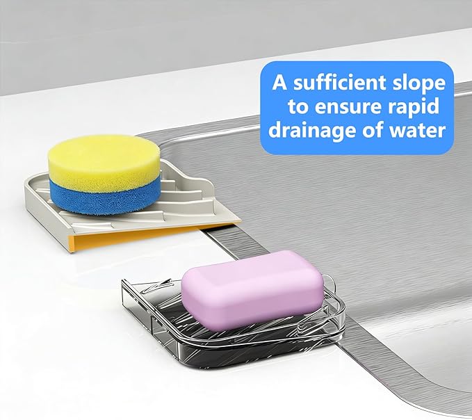 Sponge Holder for Kitchen Sink, Dish Sponge Holder & Soap Tray - Image 4
