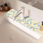 Abstract Watercolor Leaves Sink Faucet Absorbing Mat Sink Splash Guard Faucet - Image 2