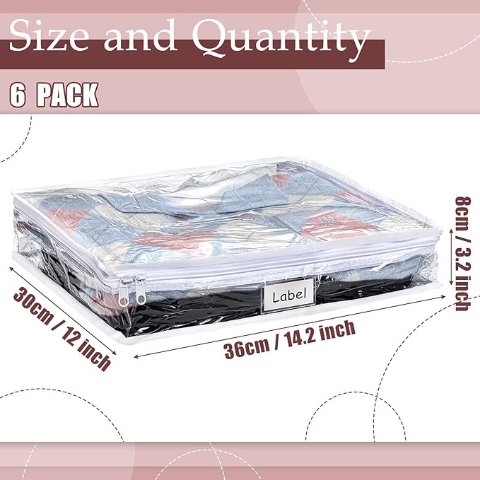 Hoolerry 6 Pieces Sweater Storage Bags Plastic Clear PVC Clothes Storage Bags - Image 2