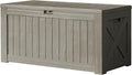 Devoko 120 Gallon Deck Box Resin Outdoor Storage Box Waterproof for Patio, Large Outdoor Storage Bench Lockable for Outside (Brown) by DEVOKO