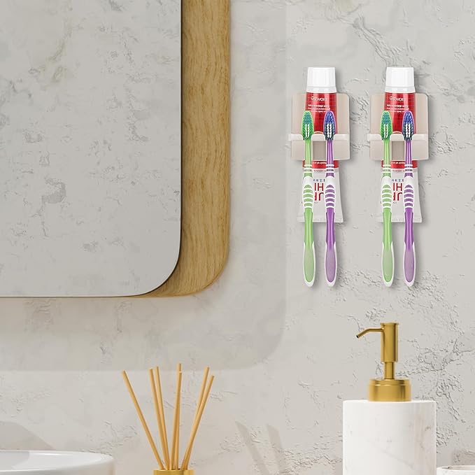 2 PCS Self-Adhesive Toothbrush Holders Wall Mounted, Water Proof Toothbrush Hook - Image 6