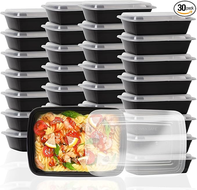 30 Pack Meal Prep Containers 38oz, Plastic To Go Food Containers by Ezalia