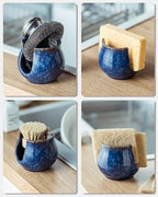 Ceramic Sponge Holder, Kitchen Sink Scrubby Caddy Organizer Dish Sponge Dish - Image 6