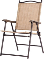 Giantex Set of 2 Patio Folding Chairs, Outdoor Patio Dining Chairs w/Armrest, Sling Back, Metal Frame, Outside Use for Lawn Camping Garden Pool Beach Yard Lounge, No Assembly, Yellow - Image 7