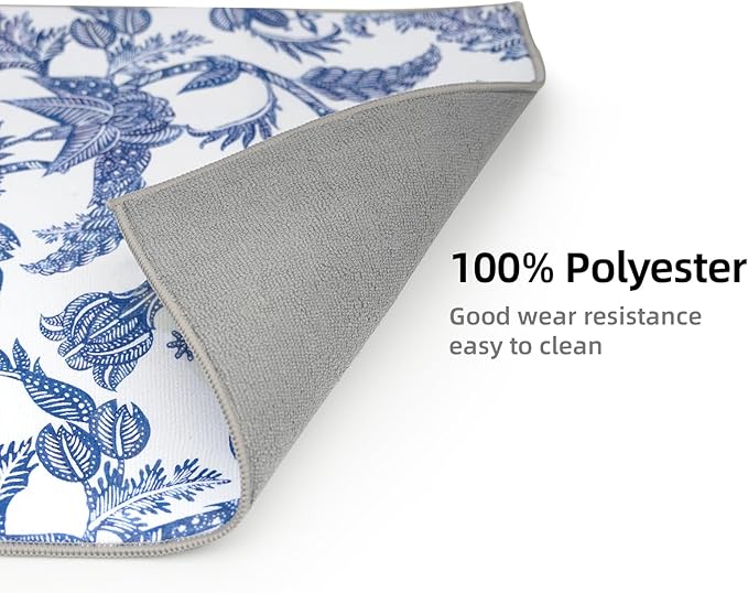 2 Pack XXL 17" x 24" Blue and White Porcelain Dish Drying Mat - Image 5