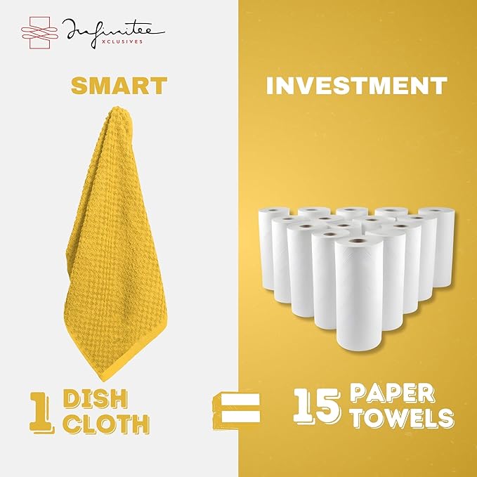 Infinitee Xclusives Premium Dish Cloth 100% Cotton 12 x 12 Inches |Pack of - Image 6