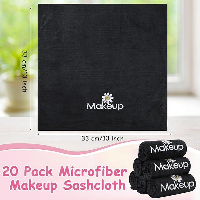 Shimeyao 20 Pack Makeup Towels Black Makeup Washcloths - Image 2