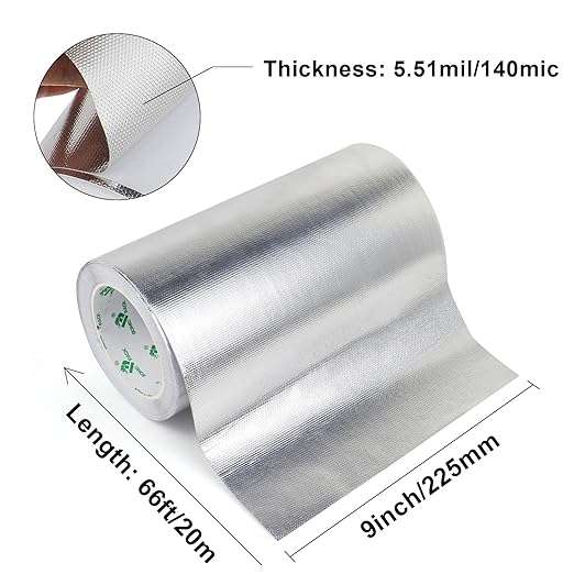 BOMEI PACK Adhesive Aluminum Foil Heat Shield Tape 9inch x 66ft Barrier - Image 2