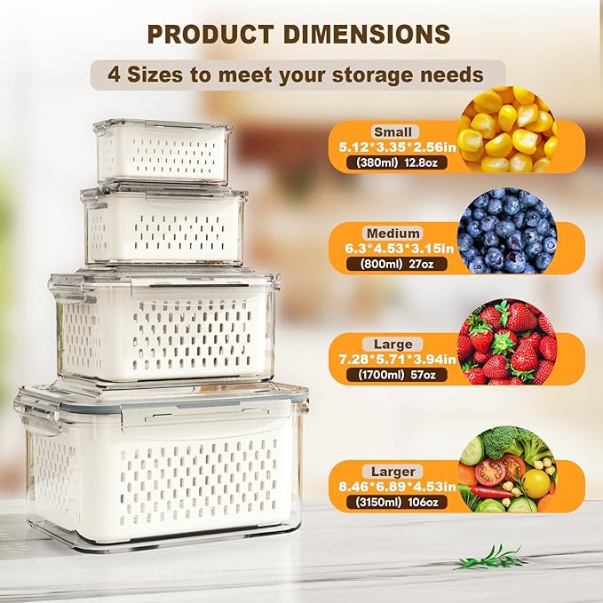 4 Pcs Fruit Storage Containers for Fridge - Image 2