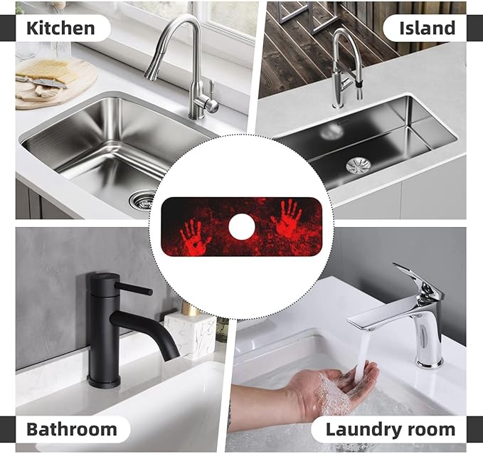 Halloween Scary Horror Red Blood Spatter Bloody Handprint Kitchen Sink Splash - Image 7