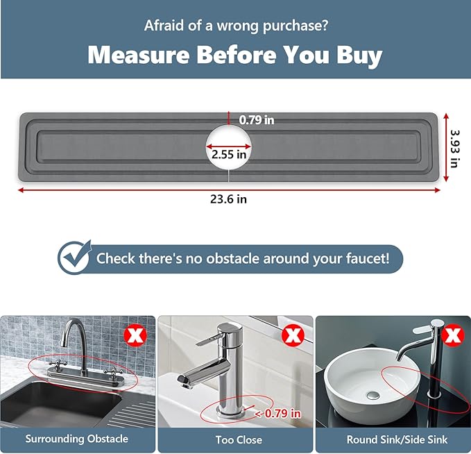 Faucet Mat for Kitchen Sink, Rapidly Absorbing Diatomite Fast Drying Stone - Image 2