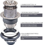 3-1/2 Inch Sink Drain Assembly Kit, Removable Deep Sink Strainer Basket - Image 5