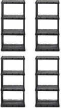 Gracious Living 4 Pack Light Duty Storage Shelves, Knect-A-Shelf 4-Shelf Ventilated Shelving Rack Organizer for Home, Garage, Basement & Laundry, Black by GraciousLiving