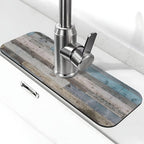 Vintage Rustic Farmhouse Blue Wood Kitchen Sink Splash Guard Faucet Mat 1 Pcs by WILL+BUDXEG