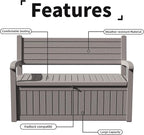 80 Gallon Outdoor Storage Bench Deck Box Waterproof Lockable,Outdoor Storage Furniture for Patio,Garden and Porch,Tools and Cushions（Grey Stripe） - Image 6