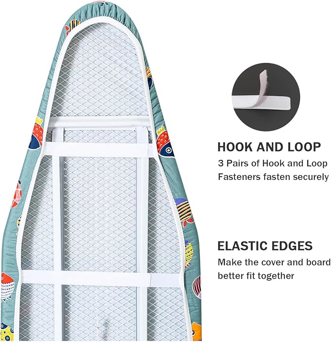 Ironing Board Cover and Pad Standard Size 15" x 54", 3 Pairs of Hook and Loop - Image 4