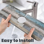 Vintage Rustic Farmhouse Blue Wood Kitchen Sink Splash Guard Faucet Mat 1 Pcs - Image 6