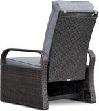 ATR ART TO REAL Outdoor Wicker Recliner Chair with 5.5'' Cushions, Automatic Adjustable Patio Chaise Lounge Chairs, Aluminum Frame Reclining Chair, UV Resistant, Rustless (Grey) - Image 8