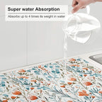 Burnt Orange Teal Floral Dish Drying Mats - Image 5